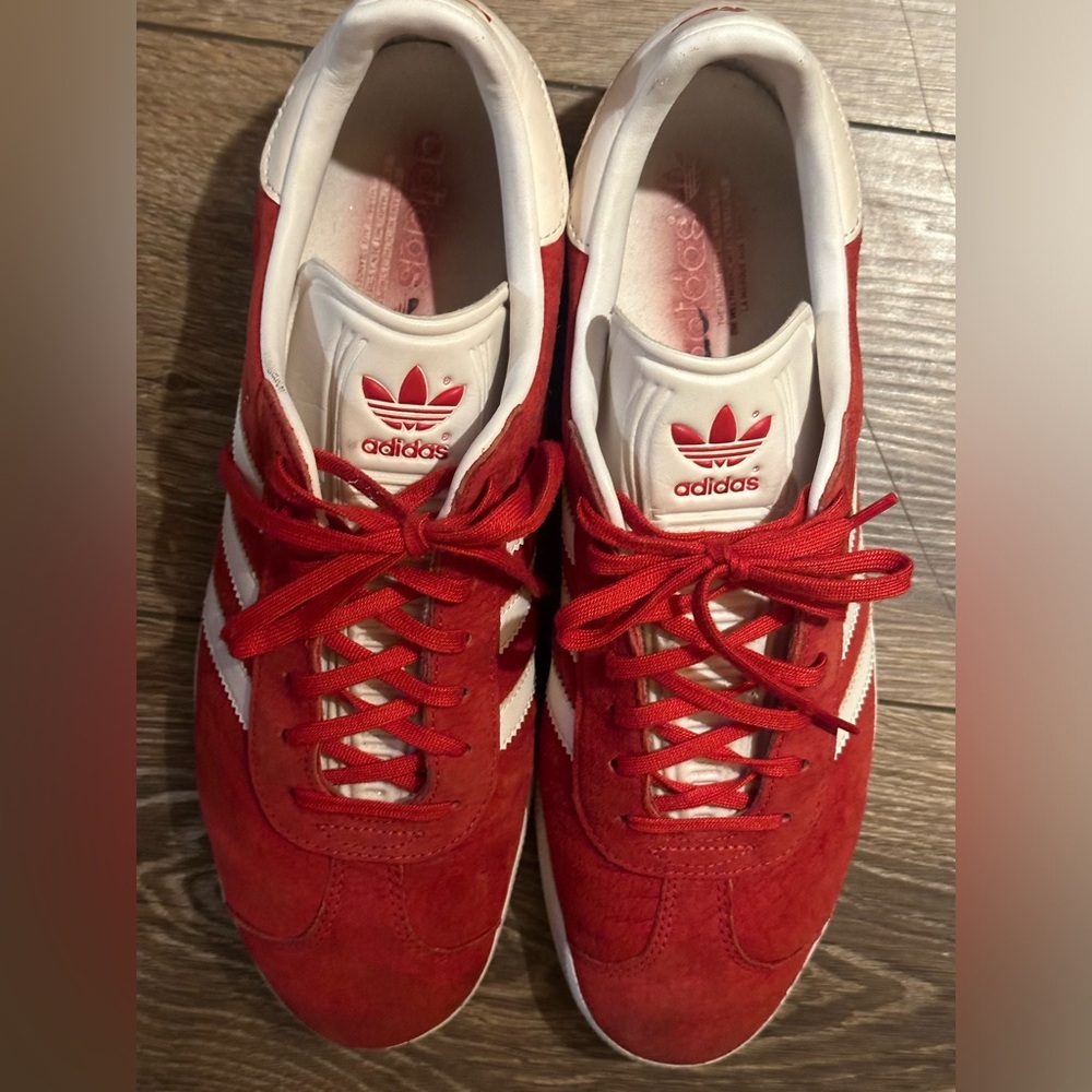 Men’s 11.5 Red Adidas Gazelles